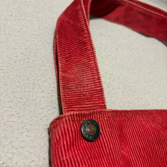Roxy Tote Bag Y2k Red Corduroy Front and Back Pockets Double Handle Straps Vtg. - Picture 9 of 14